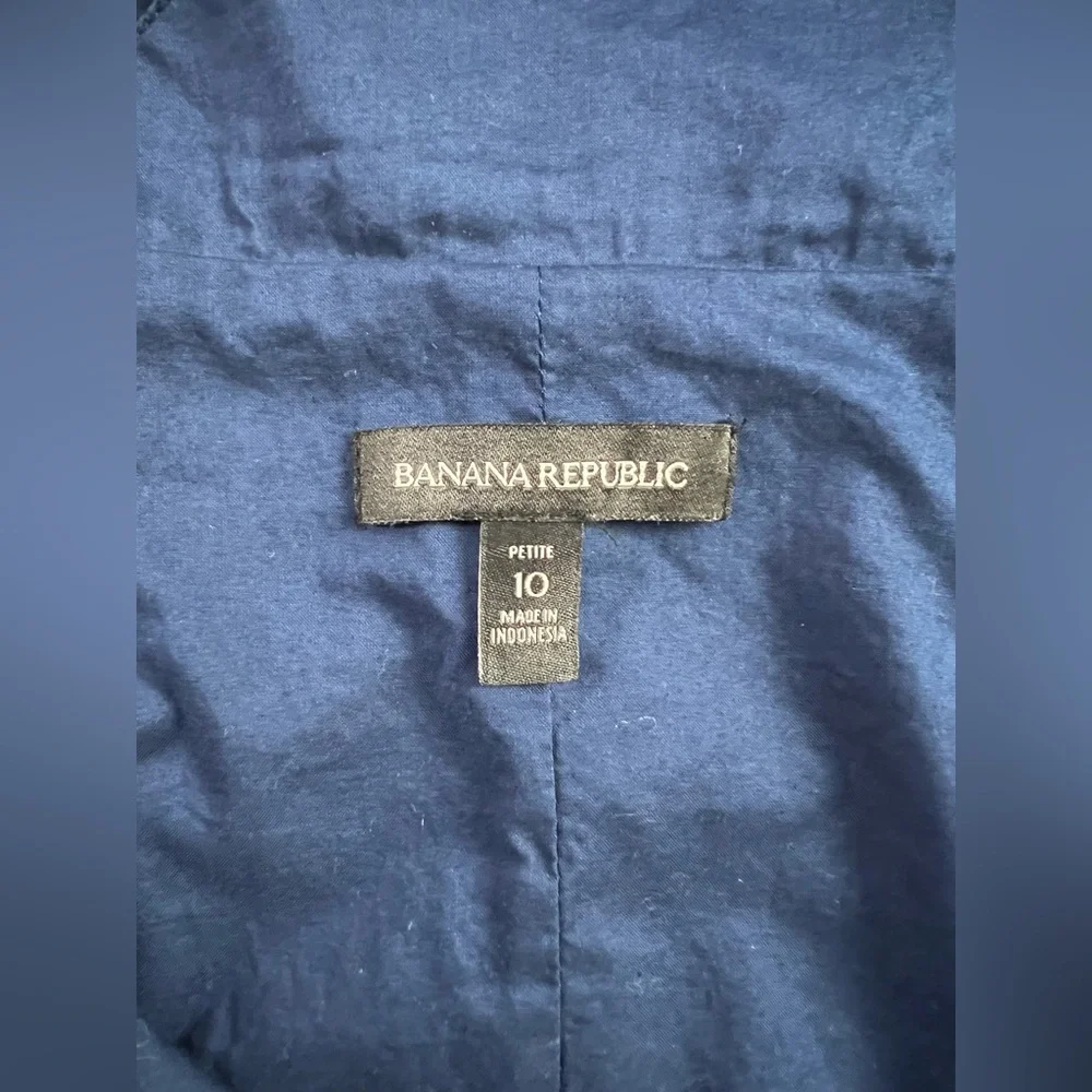 Banana Republic Cotton Sheath Blue & White Stripe with Leaves Pattern Sundress - Picture 4 of 16